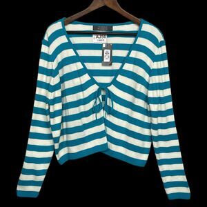 Primark Cardigan Sweater Women‎ Size 10/12 Blue Striped Nautical Long Sleeve NWT